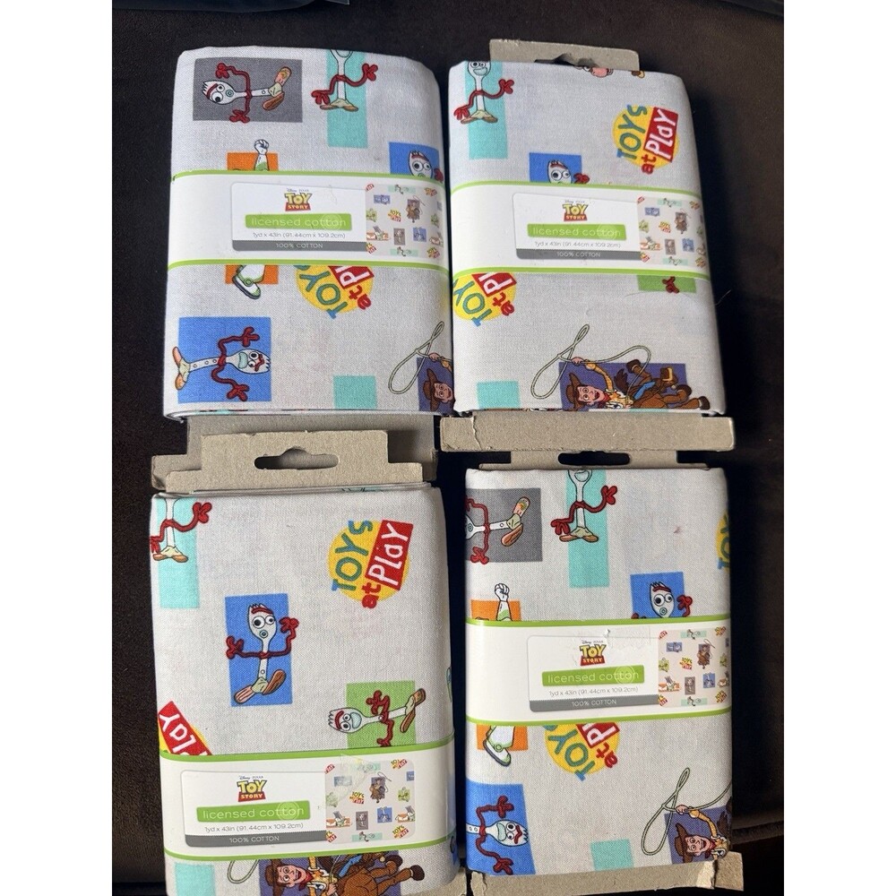 Toy Story Toys at Play w/Forky Precut Fabric 100% Cotton 1yd x 43" Lot Of 4 New